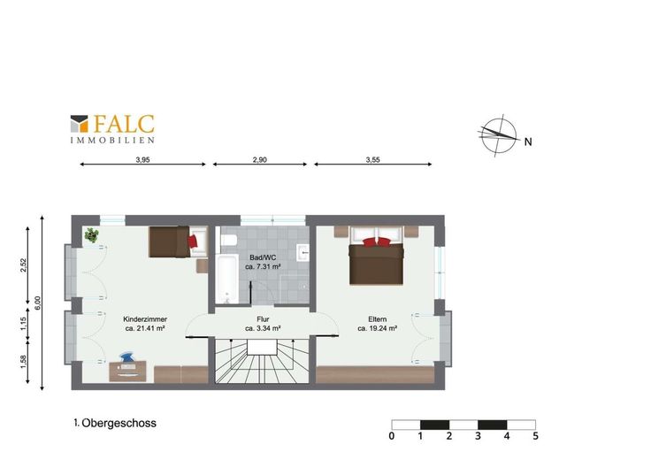 Doppelhaushälfte mit herrlicher Terrasse und A+ - FALC Immobilien – 1. Obergeschoss
