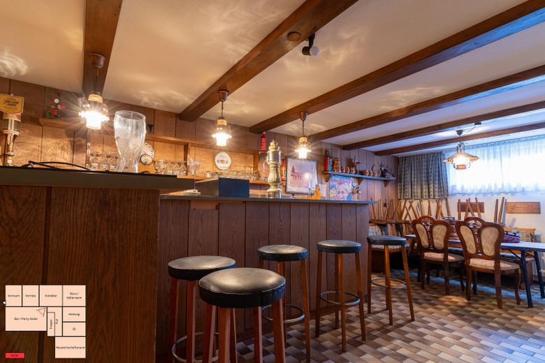 Ideales Haus für Familie mit 2–4 Kinder in sehr ruhiger Traumlage und viel Platz in Bühl-Weitenung – Bar / Partykeller
