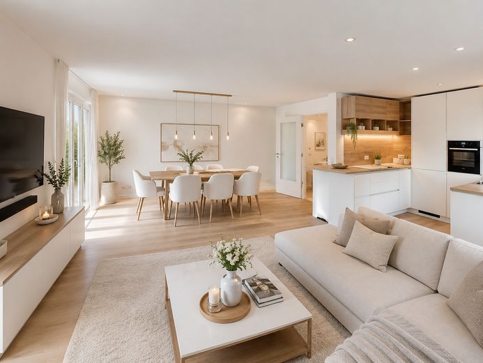 JETZT EINZIEHEN – Exklusive Neubau-DHH mit sonniger Terrasse | Sofort bezugsfertig – Wohnzimmer