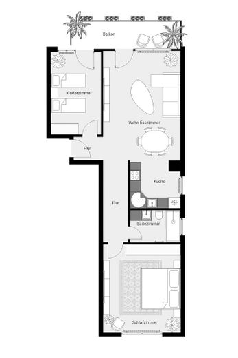 Kernsanierte 3-Zimmer-Wohnung am Bodensee, Balkon, Provisionsfrei – Grundriss EG, Wohnung Nr. 4