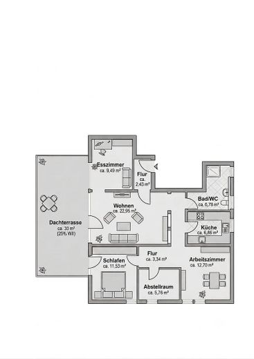 Altstadt-Charme trifft Freiraum: 89 m² mit großer Terrasse und Garagenstellplatz in Herrenberg – Grundriss Wohnung