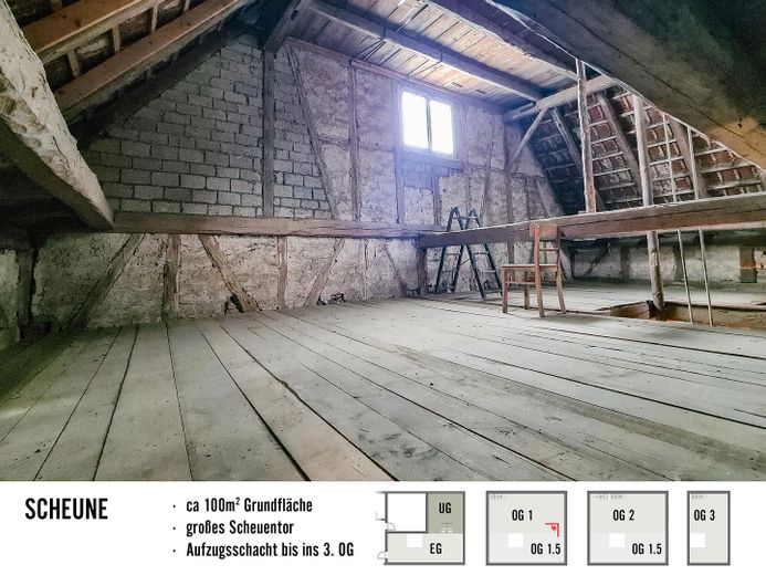 Haus mit großer Scheune: Wohnen, Werkstatt & Hobby unter einem Dach – Zwischengeschoß in der Scheune