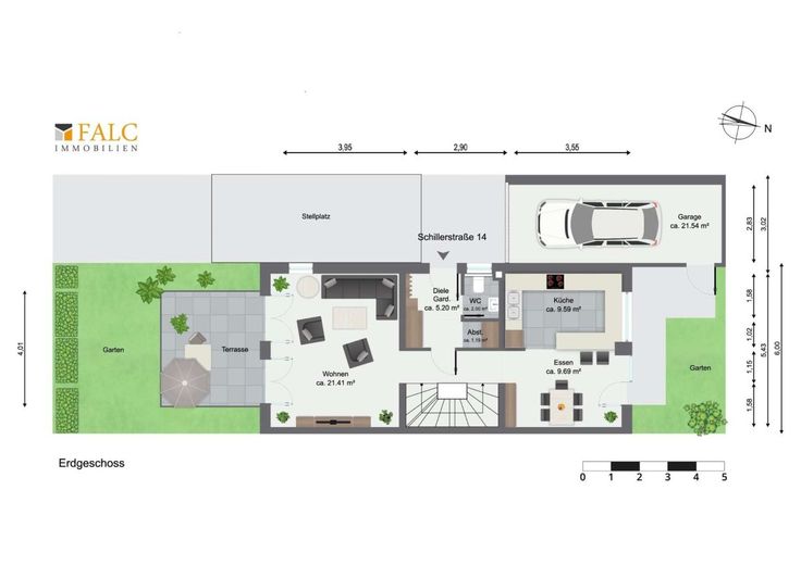 Doppelhaushälfte mit herrlicher Terrasse und A+ - FALC Immobilien – Erdgeschoss