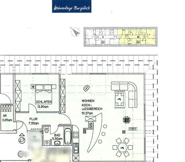 Einmaliges Wohnjuwel! 80 m² Wohnung - Loft-Charakter und 1A Veste-Coburg-Blick! Stellplatz mietbar – Grundriss der Traumwohnung