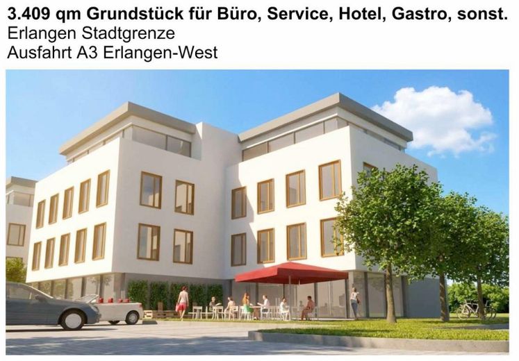 Top-Grundstück 3409 qm, A3 Erlangen-West, teilbar – Projektidee Multi use