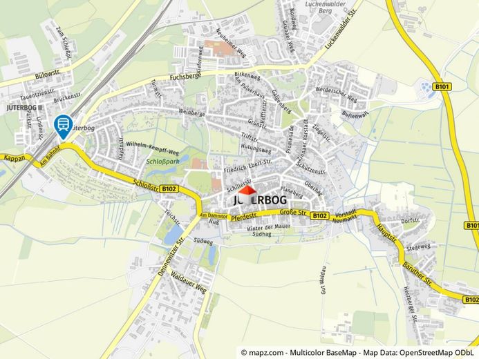 Helle, moderne Bürofläche zur Vermietung in Jüterbog mit Schaufenster direkt in der Ladenstraße – Kartenausschnitt