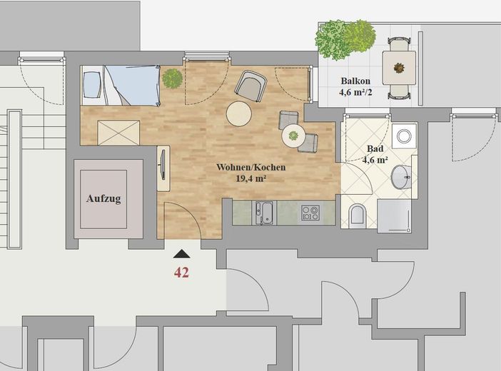 ERSTBEZUG AB 01.12.26 SCHÖNE 1-RAUM WOHNUNG – Grundriss_WE_42