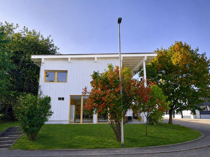 Wohnen & Arbeiten unter einem Dach – 479 m², 2 Wohnungen, Büros + Halle und Garten – Außenansicht Ostseite