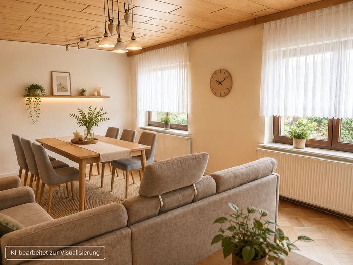 Sotto i 150.000 €: casa familiare di 131 m² con 4 camere da letto, 2 bagni e 2 garage – senza commissioni – Esszimmer - KI generiert