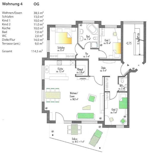 Großzügige 4,5-Zimmer-Wohnung in Wolfschlugen - provisionsfrei – Grundriss
