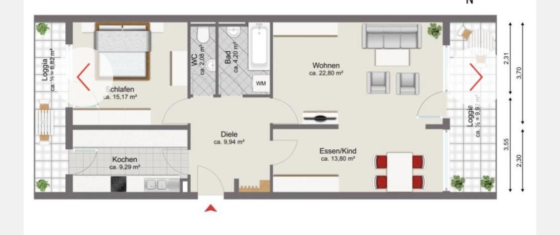 Modernisierte 3-Zimmer-Wohnung mit 2 Loggien, Garage & Aufzug – Foto 3