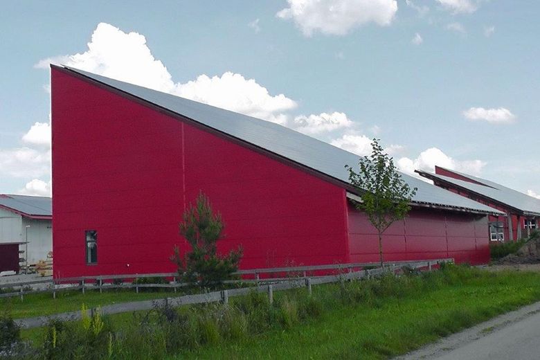 Hohe Gewerbehalle, Lager- und Produktionshalle Nähe A 96/A 7, Nähe Flughafen, grosser Aussenbereich – Ansicht West