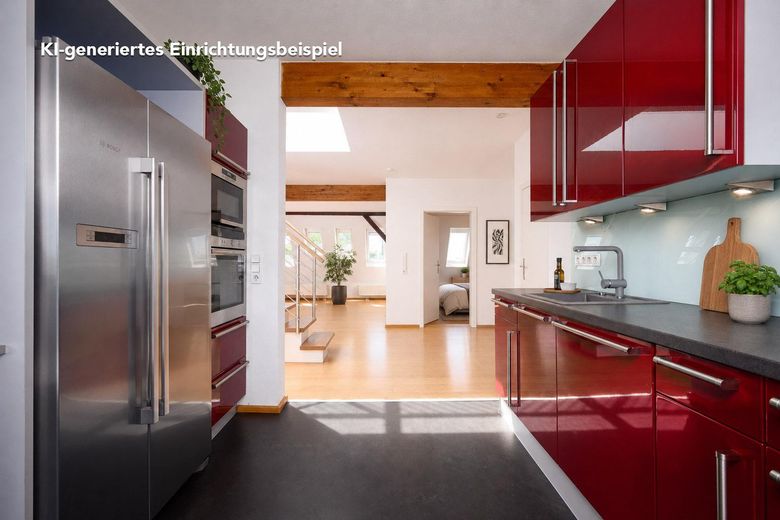 Altbau-Dachgeschosswohnung mit privater Dachterrasse am Adolfplatz — 127m², provisionsfrei – Küche