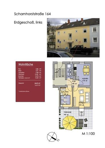 Apartamento ideal para solteros cerca del hospital, con jardín propio – Grundriss