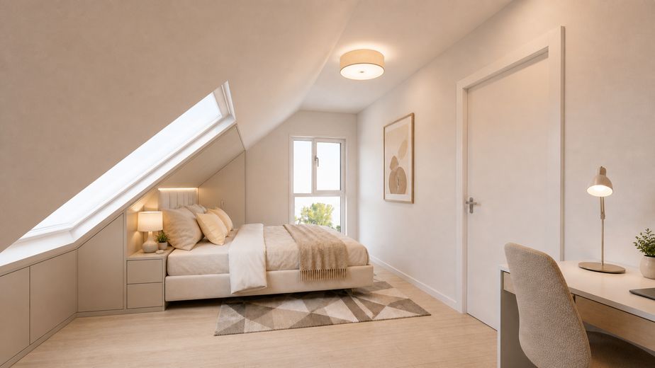 Großzügige 4,5-Zi.-Maisonette in Ergenzingen - Balkon, TG-Stellplatz & Wohnen auf 2 Ebenen – Visualisierung 2. DG Schlafen 