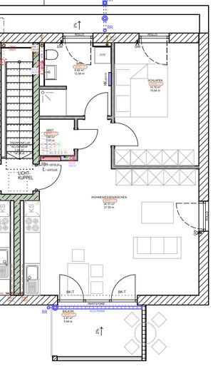 شقة عصرية بغرفتين مع شرفة – Grundrissplan