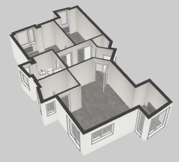 Lichtdurchflutete 3-Zimmer-Wohnung mit Süd-Wintergarten und Waldblick am Ebersberger Forst. – Grundriss - 3D - Seitenansicht
