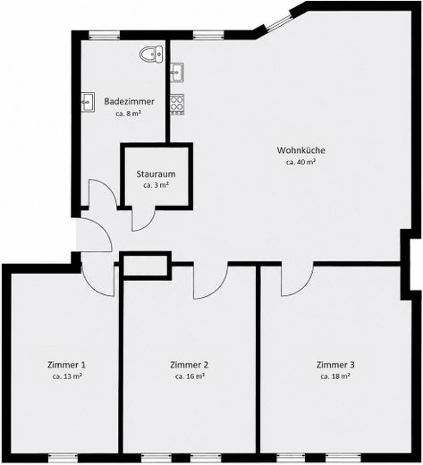 Frisch sanierte 4-Zimmer-Altbauwohnung mit Wohnküche, Holzbalkendecke & Tageslichtbad – Grundriss der Wohnung