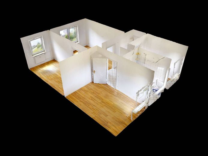 Helle 2-Zimmer-Wohnung mit EBK in ruhiger Wohnlage – 3D-Ansicht Grundriss