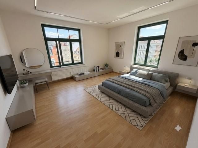 LEIPZIG STÖTTERITZ HELLE 2 Zimmer Wohnung von Privat, SOFORT BEZIEHBAR – Schlafzimmer möbliert durch KI