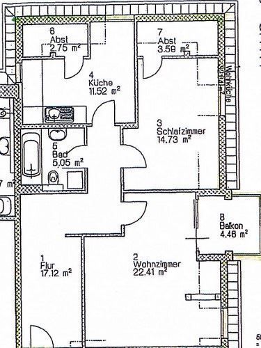 Große DG 2-Zimmer mit Balkon, Laminat, 2x Abstellraum und Wanne in idyllischer Lage! – Unbenannt