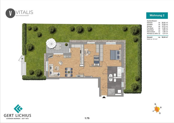 Platz für die ganze Familie: Erdgeschosswohnung mit großem Garten, Köln Müngersdorf – Grundriss