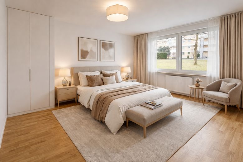 Schlafzimmer möbliert