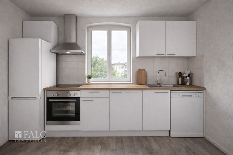 Provisionsfrei! MFH mit 308 m² für 79.500 EUR - 3 WE + DG-Ausbau + KfW-Potenzial – Küche - Mögliche Gestaltung nach Renovierung (KI-Visualisierung)