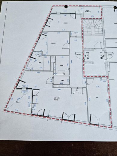 4 Zimmer Wohnung mit direktem Spreeblick und Weitblick über die Stadt – Grundriss mit Maßen