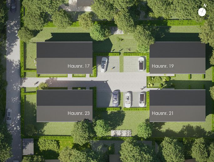 4-Zimmer-Familienparadies: Neubau-Erstbezug mit 2 Bädern, Privatgarten und eigenem Stellplatz! – Luftbild / Hausbezeichnungen