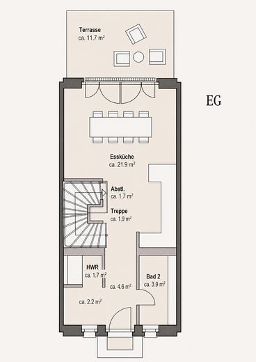 Modernes Townhouse im historischen Herzen von Potsdam mit Terrasse & TG-Stellplatz – Erdgeschoss