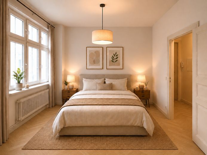 Direkter Spreeblick | 107 m² bezugsfrei | Aufzug | provisionsfrei | 3–4 Zimmer – Visualisierung Schlafzimmer 1