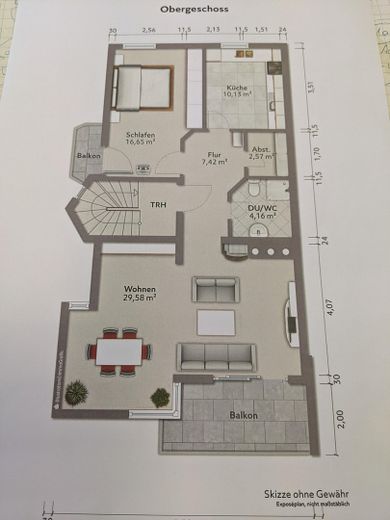 Gran casa adosada con 2 viviendas independientes: vivienda en propiedad de 4-5 habitaciones y vivienda en propiedad de 3 habitaciones, junto al campo – Grundriss Obergeschoß