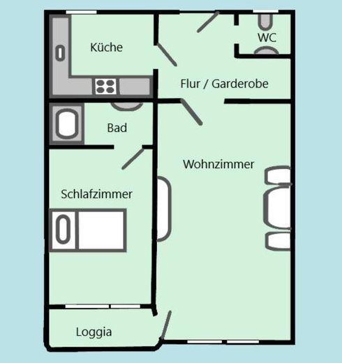 2 Zimmerwohnung in Wunstorf – Grundriss