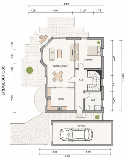 EXKLUSIVES EINFAMILIENHAUS IN RUHIGER UND GRÜNER LAGE VON BÜHLAU – Grundriss EG
