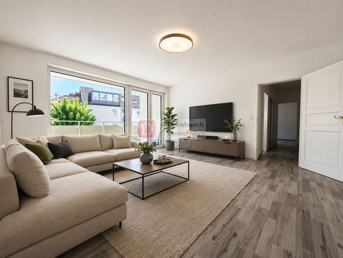 Top!! Gepflegte 2-Zimmer-Wohnung mit Balkon &amp; Einbauküche – Wohnzimmer - Virtual Staging
