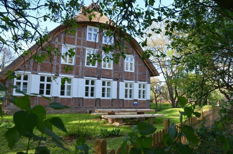 PROVISIONSFREI: Historisches Reetdach-Anwesen am Elbdeich – Denkmalgeschützt – Vorderseite