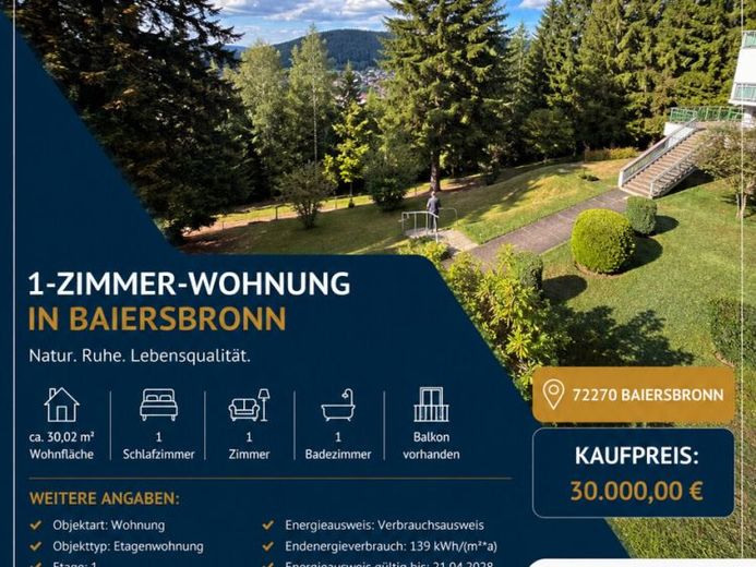 1 Zimmer Wohnung mit schöner Aussicht – Foto 1