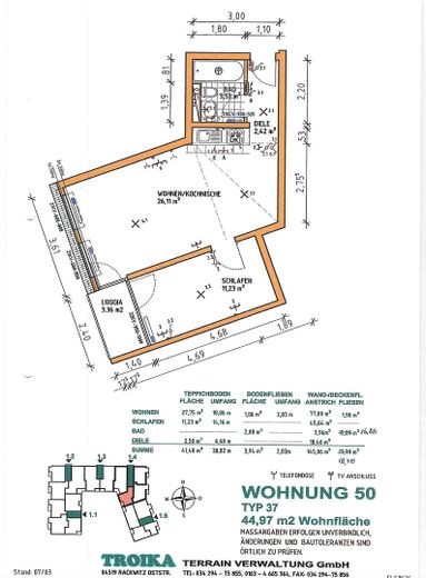 renovierte 2 Raum Wohnung mit Klima, EBK und TG Stellplatz – Grundriss