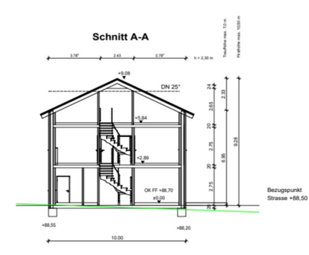 ओएल्डे में KfW-40 मानक वाला नया अर्ध-अलग घर, लगभग 147 m² रहने का क्षेत्रफल, PV प्रणाली, बैटरी भंडारण और बगीचा – Schnitt