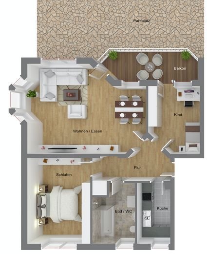 Frisch renovierte 3-Zimmer-Wohnung mit Balkon & Stellplatz in Weikersheim – Grundriss