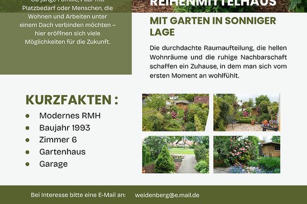 Großzügiges Reihenmittelhaus in ruhiger Wohnlage