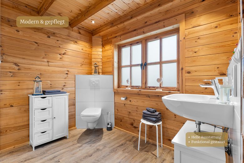 Ferienhaus Lüttje Holthuus: 230 Tage Auslastung, 14.129 € Überschuss, Top Bewertung & Smarte Technik – Badezimmer