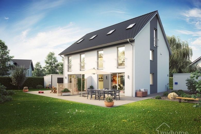 Doppelhaushälfte in Massivbauweise provisionsfrei vom Bauträger - Bezug in 2027 – Hausansicht DHH 151