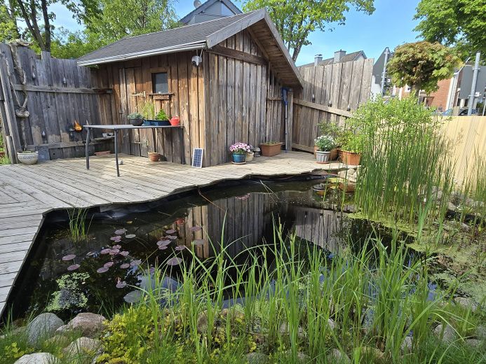 Gartenhaus und Teich