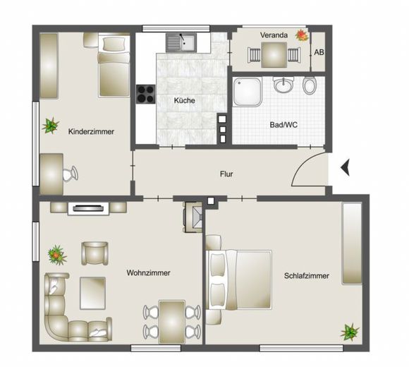 TOP renovierte 3-Zimmer-Wohnung in Bosch-Nähe – Grundriss der Wohnung