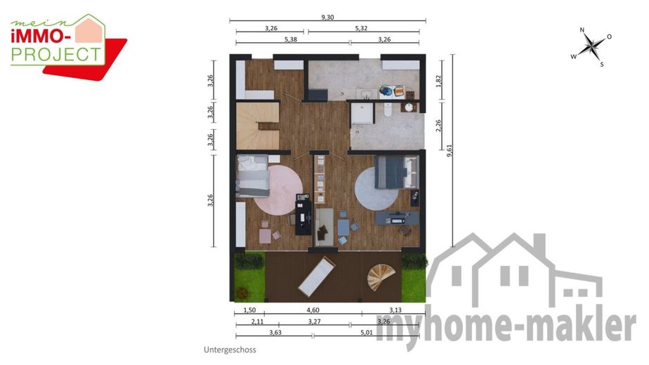 Provisionsfrei vom Bauträger: Modernes und urbanes Reihenendhaus in ruhiger Ortsrandlage – Grundriss Untergeschoss 2D
