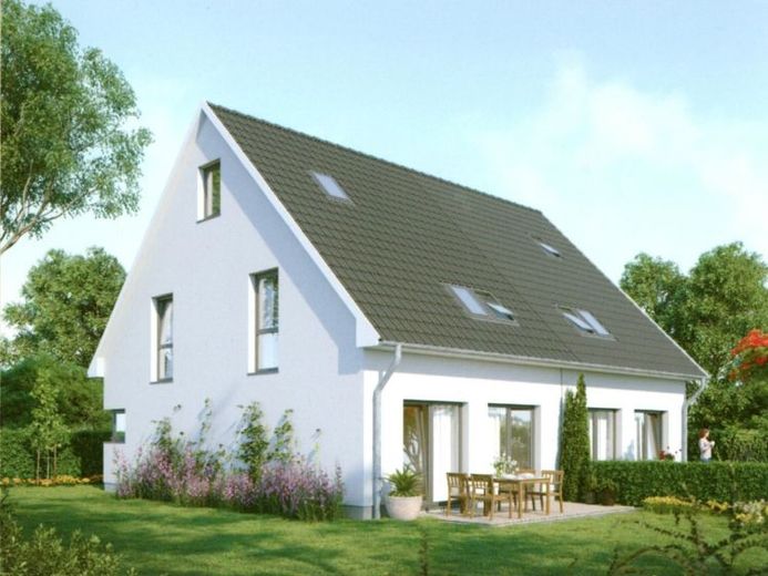 Schlüsselfertige Neubau-DHH mitten im Grünen! Wärmepumpe, FB-Hzg., Terrasse, 2 Außen-Stpl., – Foto 1