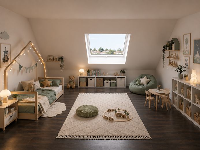 Casa bifamiliare, classe energetica A+, pompa di calore, ottime condizioni, vista aperta a ovest – Dachgeschoß