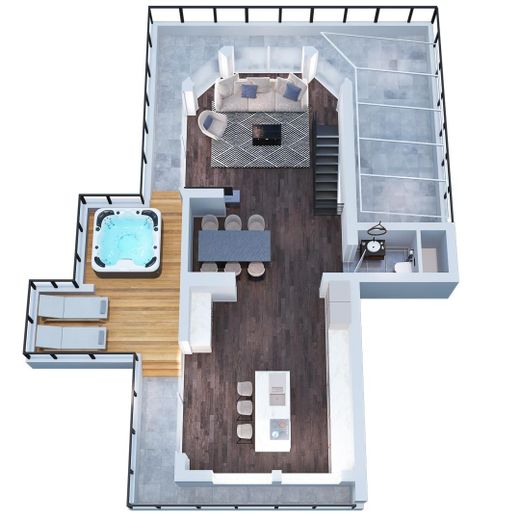 Limburg şehir merkezinde lüks penthouse – 196 m², katedral manzarası, whirlpool ve Gaggenau mutfak – 3D Grundriss 5.OG